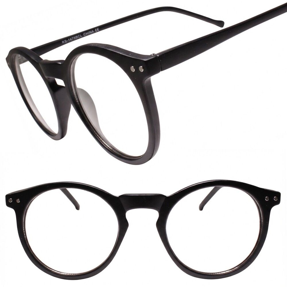Clear Lens Retro 80s Hipster Mens Womens Round Matte Black Frame Eye Glasses
